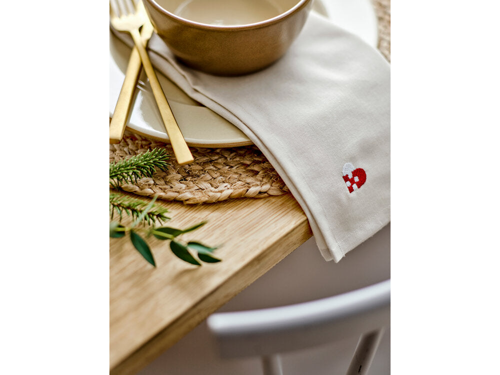 Christmas Hearts Embroidery dug - rød